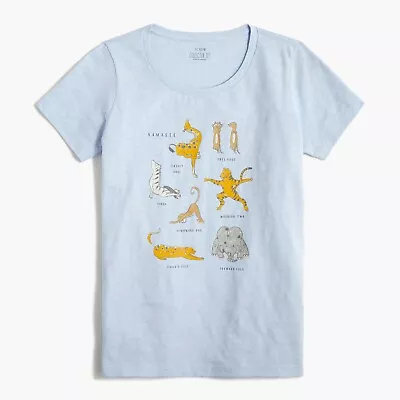 J Crew Animal Safari Yoga Graphic Collector Tee In Baby Blue XXS XS S L • $39.99