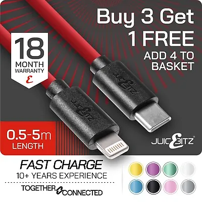 JuicEBitz® USB Charger Cable For Apple IPad 8th 9th Generation (USB-C To 8 Pin) • £12.99