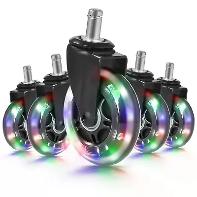 Xcellent Global Gaming Chair Caster With RGB Color Changing Lights Set Of 5 Rubb • $54.83