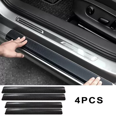 4× Car Door Plate Sill Scuff Cover Anti-Scratch Sticker Carbon Fiber Accessories • $4.73