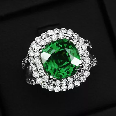 Vivid Green Tsavorite Garnet 8.0Ct 925 Sterling Silver Handmade Rings Size 6.25 • $51.27