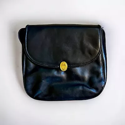 Vintage Mark Cross Leather Crossbody Shoulder Bag Black ITALY • $50