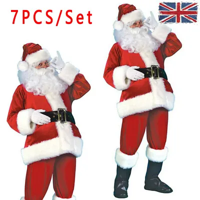 £17.99 • Buy Santa Claus Cosplay Costume Flannel Christmas Suit Mens Xmas Fancy Dress Outfit