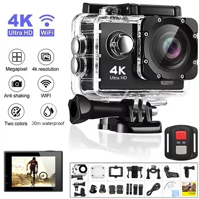 4K WiFi Action Camera Waterproof Sports Camera HD 1080P Screen Underwater Camera • $26
