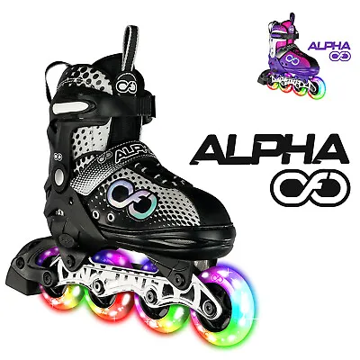 Infinity Skates ALPHA Size Adjustable Roller Inline Blades With Light Up Wheels • $149.95