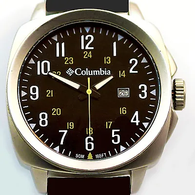 Columbia New 12/24 Hour Date Extra Big Dial Rubber Band Cornerstone Watch $69 • $68.85
