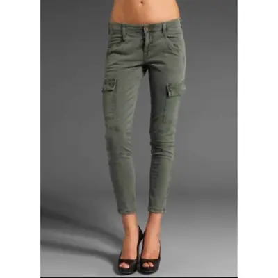 J BRAND Vintage Olive Houlihan Cargo Ankle Zip Low Rise Jeans Pants Green 25 • £62.69