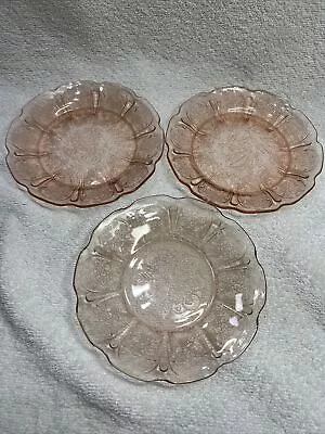 Set Of 3 Vintage Jeannette Cherry Blossom Pink Depression Glass 5.75” Plates • $17.99