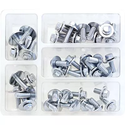 8mm Hex Flange Bolt Assortment With 16mm Washer - 40-Piece Kit SV-M6SEMS • $21.62