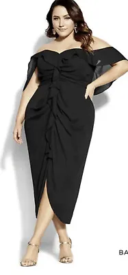 CITY CHIC Black VA VA VOOM Dress BNWT Plus Size 18 RRP £80 Cocktail Party • $50.51