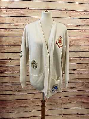 VTG 80s Forelli Button Up Oversized Cardigan Sweater Patches Size 18/20 • $25