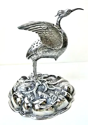 Solid STERLING SILVER Heron Water Bird SCULPTURE Superb Detail Hallmarked • $650