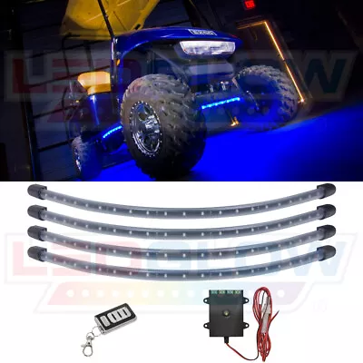 4pc LEDGLOW BLUE LED GOLF CART KART NEON UNDERBODY UNDERGLOW LIGHT KIT For EZGO • $69.99