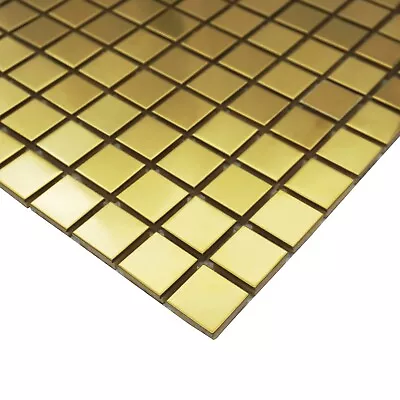 Mosaic Tiles Sheet Brushed Gold Metal Squares For Walls Floors Baths Kitchen • £2.90