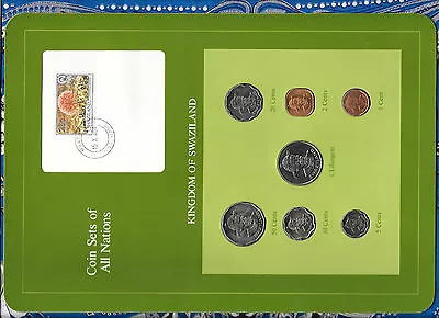 Coin Sets Of All Nations Swaziland Wcard 1975-1982 UNC 50 Cents 1 Lilangeni 1981 • $12.37