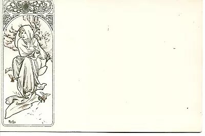 Original Postcard By Alphonse Mucha – Winter • $75