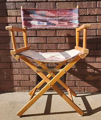 Vintage MCM Folding Directors Chair Wood & Canvas Aztec Southwest • $60