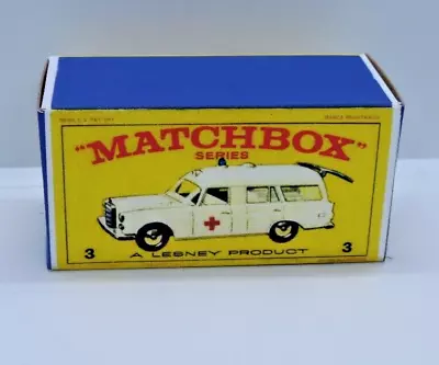 Matchbox Reg.wheels No.3c Mercedes 'binz' Ambulance Replica Display Box Only • £4.49