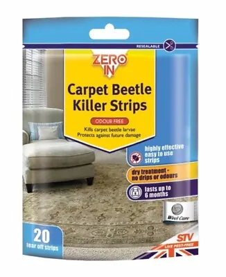 Zero In Carpet Beetle & Lavae Killer Strips Odour Free Household Pest Control • £5.99