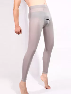 Mens Underwear Club Pants See Through Bottoms Ultrathin Tights Long Pant Winter • $11.67