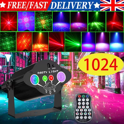 LED Stage Light Disco 1024 Patterns Laser Projector RGB Party KTV Club DJ Lights • £19.94