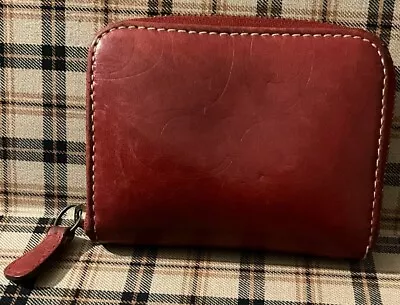 Vintage Coach Burgundy Leather Zip Around Sm Wallet Coin Purse Card Holder Case • $30