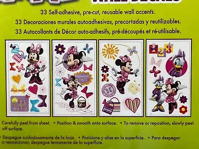 MINNIE MOUSE BOWTIQUE Wall Decals 33 Bedroom Stickers Peel And Stick Locker  • $19.99