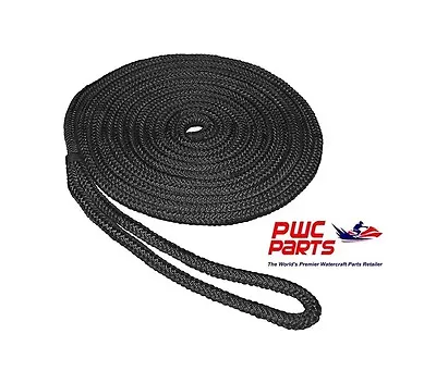 SEACHOICE Double Braid Dock Line 50-40441 5/8  Width X 25' Length Black • $44.95