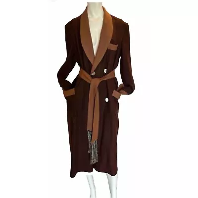 Vintage 40s Men's Wool Dressing Gown Robe 42'' • $54