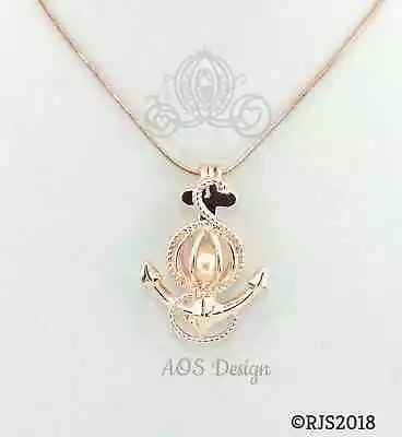 Anchor Pearl Cage Rose Gold Nautical Locket Boat Ship Charm Pirate Treasure • $14