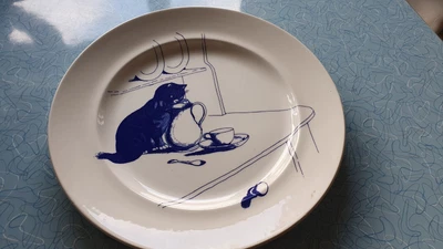 £10 • Buy Poole Pottery Blue Cat Plate - Cat On Dresser With Jug