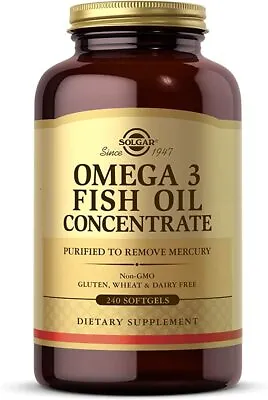Solgar Omega 3 Fish Oil Concentrate Dietary Supplement 240 Softgels Non GMO • £19.99