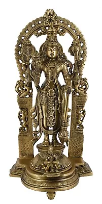 Whitewhale Brass Lord Bhagwan Vishnu Narayan Statue Idol Murti With Garuda Decor • $220.56