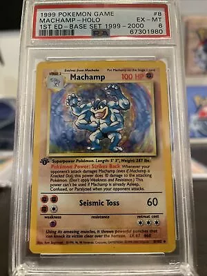 Pokemon Base Set Machamp - 4th Print - 1999-2000 - Uk Print - POP 20 - PSA 6 • $149.95