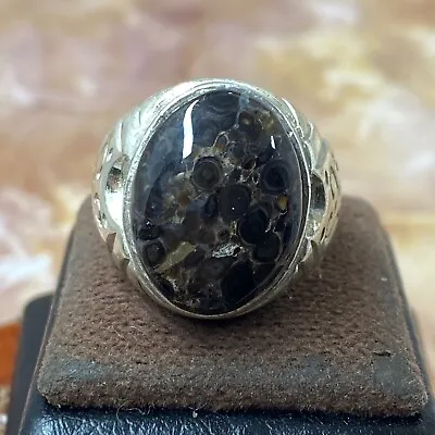 Arabic 925 Sterling Silver Ring Natural Dawodi Yemen Agate Aqeeq خاتم عقيق داودي • $55