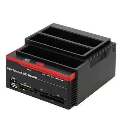 Triple-Bay SATA IDE HDD Docking Station 2.5''/3.5'' Hard Drive Card Reader R7W0 • $35.32