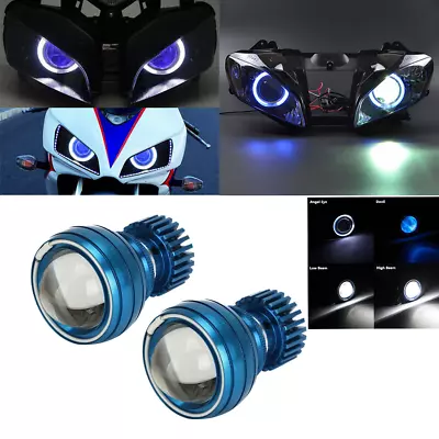 2.75  Angel Eye Blue Light LED Headlight For Kawasaki Ninja 650 ZX6R Hayabusa • $63.99
