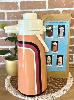 Vintage INTERPUR 2.5 Liter Pump Pot Liquid Dispenser Retro Stripe 70s Coffee OB • $22