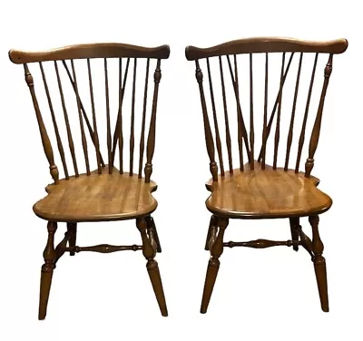 2 Vintage Ethan Allen By Baumritter Dining Chairs Heirloom Nutmeg Wood #10-6020 • $119.20