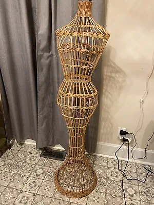 Full Body Vintage Female Wicker Rattan Clothing Store Display Bust Form Art Deco • $150