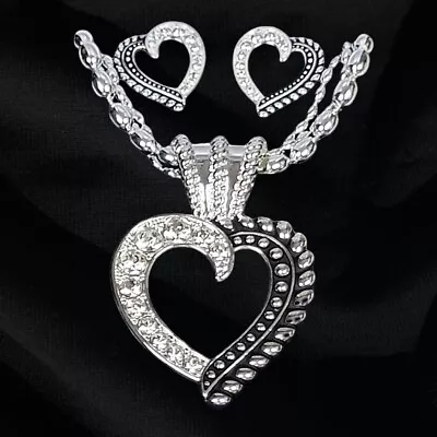 Montana Silversmiths Heart Rope CZ Necklace & Earrings Set NEW! Retail $95 • $49.99