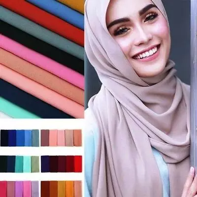 £4.99 • Buy New Chiffon Scarf Hijab High Quality Elegant Sarong Shawl Wrap Plain Maxi Soft