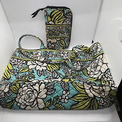 Vera Bradley  Tote - Island Bloom With Matching Wallet Teal & Green Cotton • $28