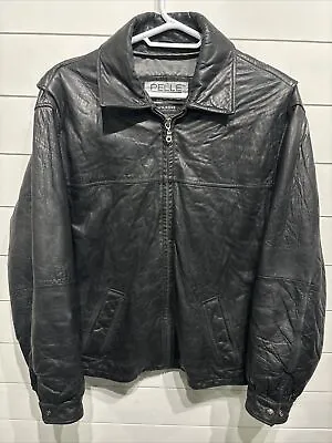 Vtg WILSON’S LEATHER Pelle Studio Black Long Duster Jacket Mens Size XL  • $46.95