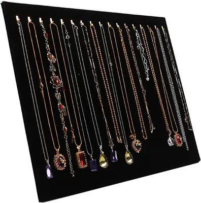 Necklace Display Jewelry Tray Organizer Pad Showcase Display Case 17 Hooks • $10.80