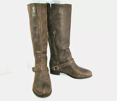 Ugg Channing II Boots $254 Brwn Crackled Leather Antique Metal Stirrup Women 7 M • $39