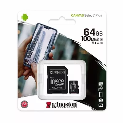 Kingston 64GB MicroSD SDXC Memory Card Class 10 Memory TF With SD Card Adapter • $7.35