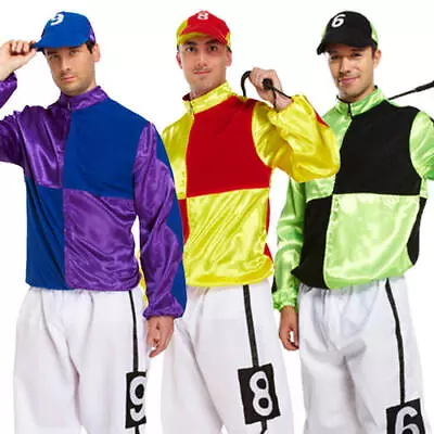 Horse Rider Jockey Mens Fancy Dress Polo Racing Sports Uniform Costume Outfits • £19.49