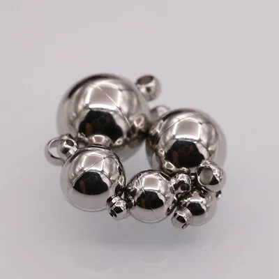 1x 8mm Strong Stainless Steel Round Magnetic Clasp Jewellery Making • £4.58