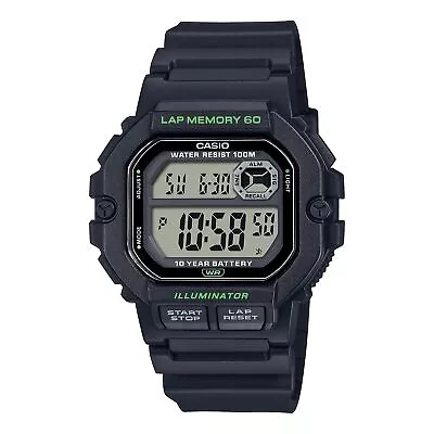 Wristwatch CASIO WS-1400H-1AVCF Silicone Black Chrono Alarm Dual Time Sub 100mt • $117.95